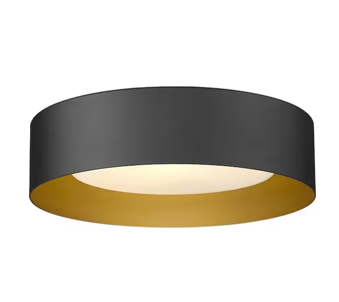 JAZAVA 13.8 In. 1 Light Living Room Hallway Bedroom Black Flush Mount Ceiling Light Fixture C3336XS BK