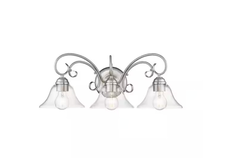 GOLDEN LIGHTING Homestead 3 Light 24" Wide Bathroom Vanity Light Pewter Clear 8606-BA3 PW-CLR