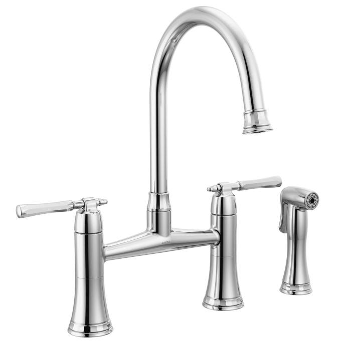 BRIZO 15" Tulham 1.8 Gpm Bridge Kitchen Faucet With Side Spray 62558LF-PC