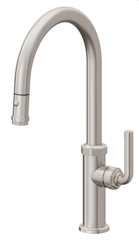 CALIFORNIA FAUCETS 2" Pull Down Kitchen Faucet With Button Sprayer High Arc Spout K30-100-SL-USS