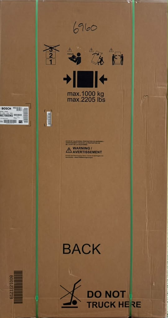 BOSCH 36-Inch Counter-Depth Bottom Freezer Refrigerator Easy Clean Stainless Steel 20.8 Cu. Ft. - B36CT80SNS