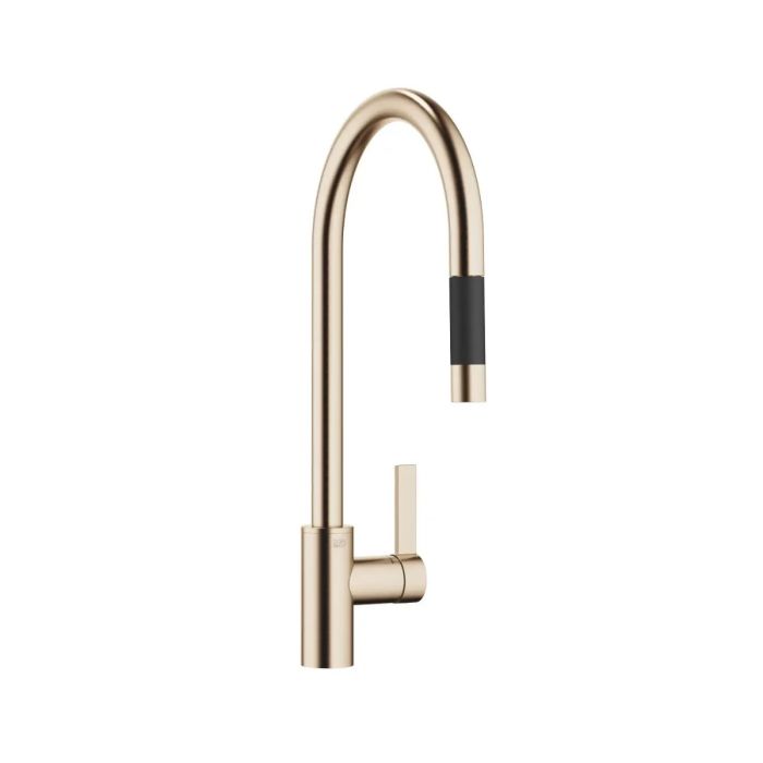 DORNBRACHT Tara Ultra Deck Mount Single Lever Mixer Kitchen Faucet With Spray Function Brushed Champagne 33870875460010