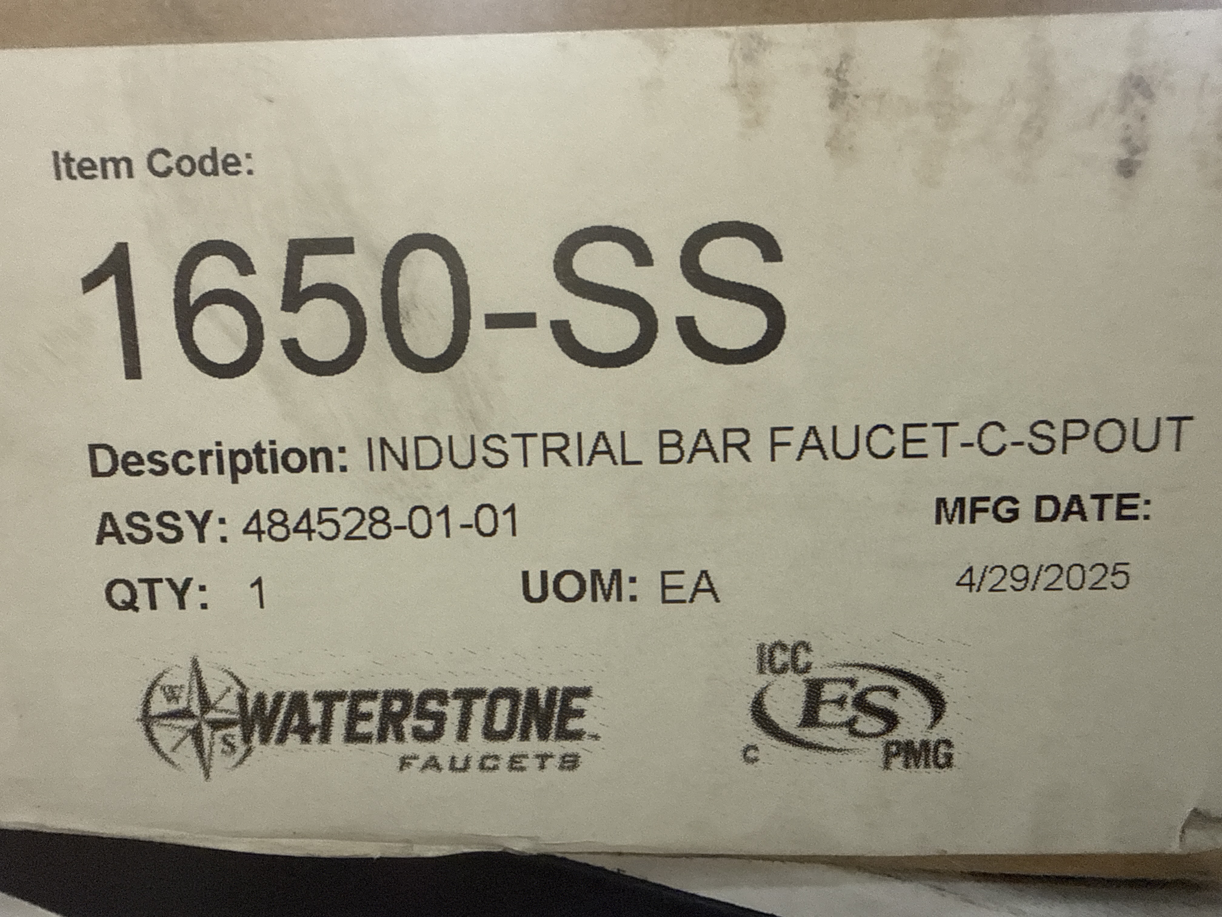 WATERSTONE Single Hole Bar Faucet With C Spout 1650-SS