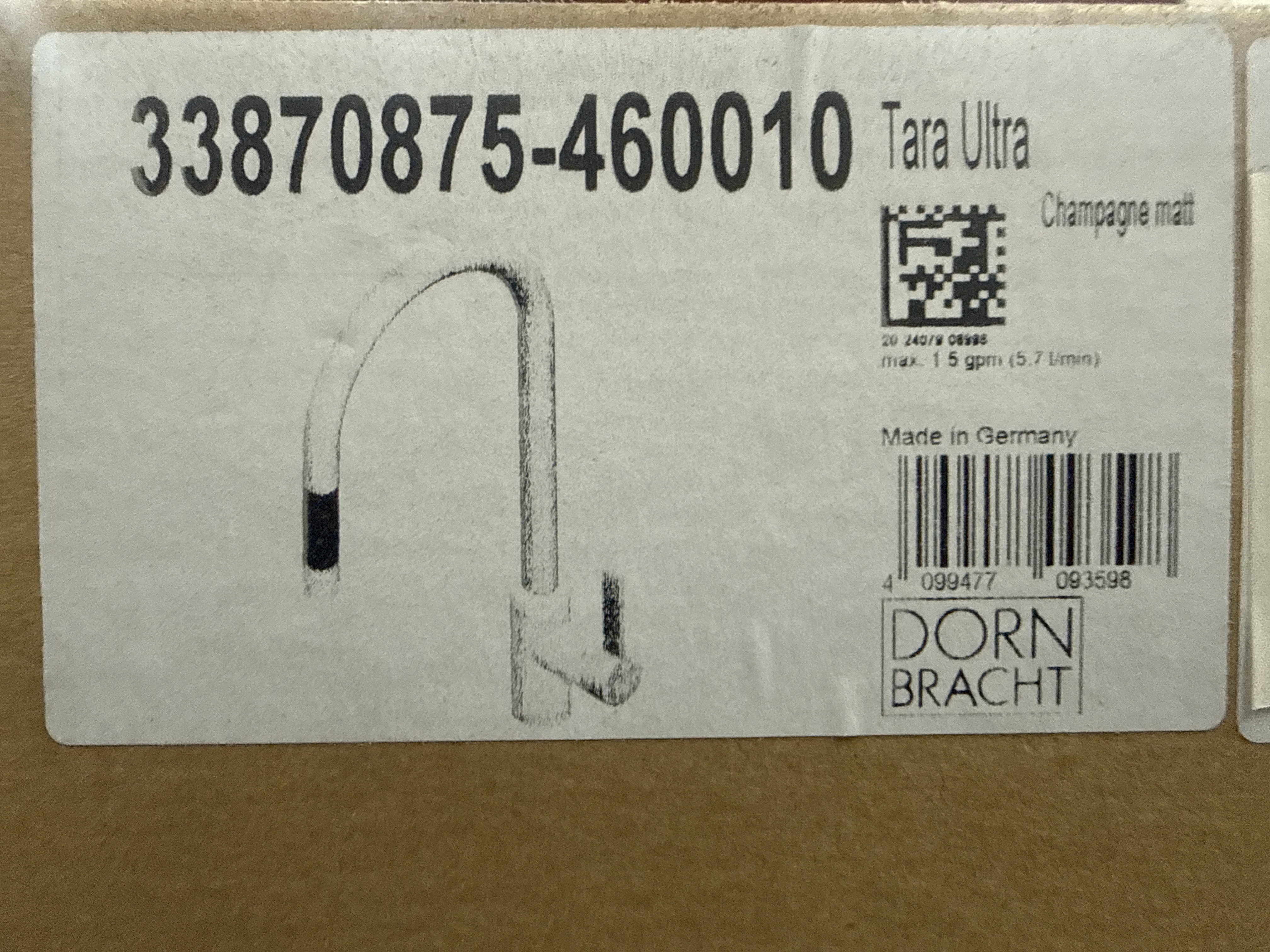 DORNBRACHT Tara Ultra Deck Mount Single Lever Mixer Kitchen Faucet With Spray Function Brushed Champagne 33870875460010