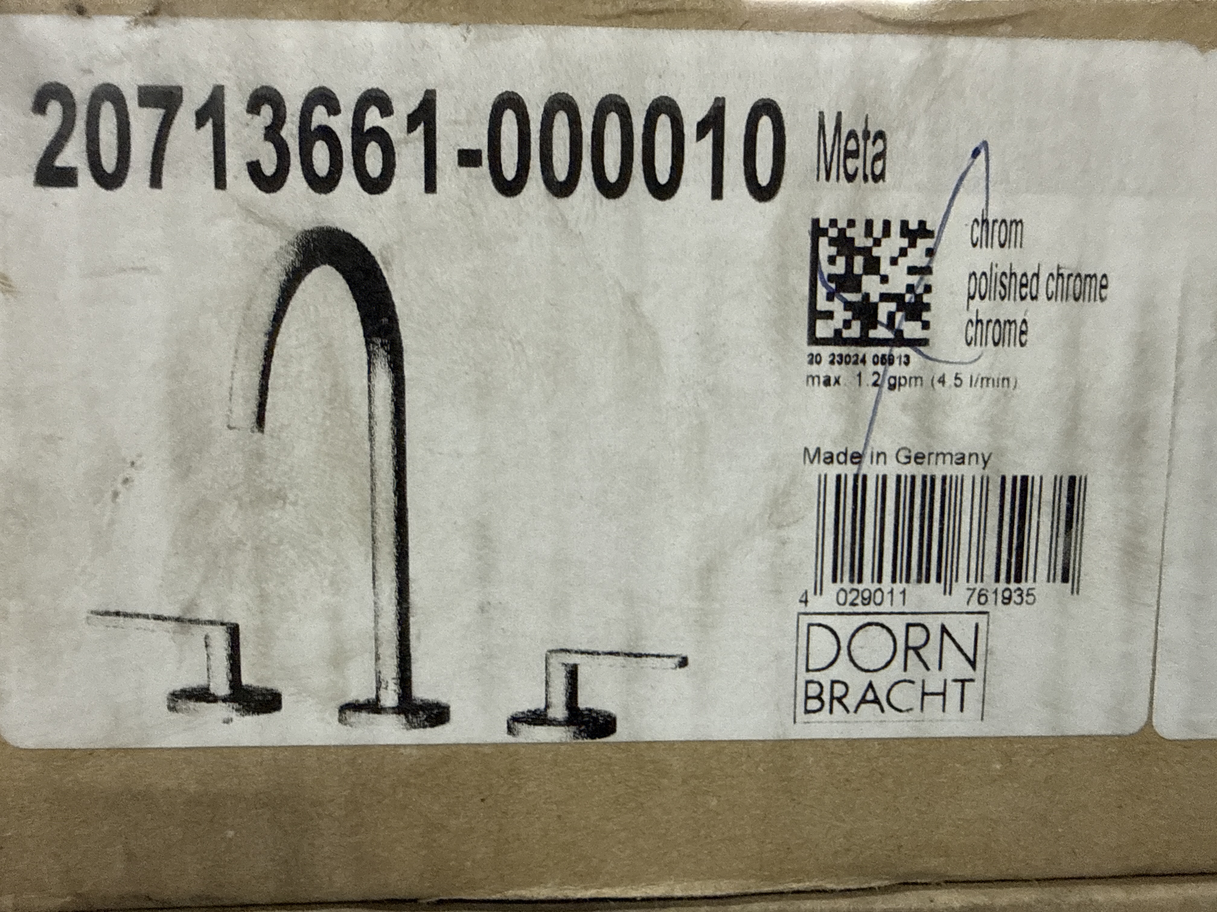 DORNBRACHT Meta Three Hole Lavatory Mixer With Drain Chrome 20713661-000010
