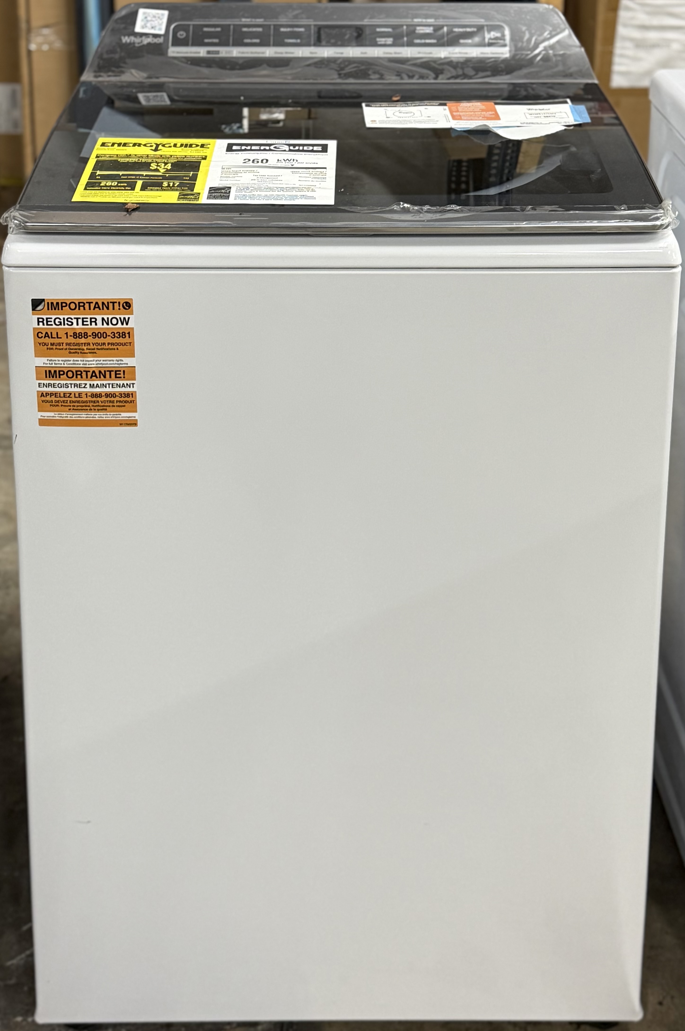 WHIRLPOOL 27" Top Load Washer 5.3 Cu. Ft. Capacity White WTW8127LW