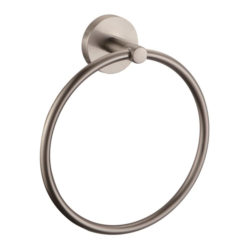 Design House Graz Satin Nickel Wall Mount Single Towel Ring 558353