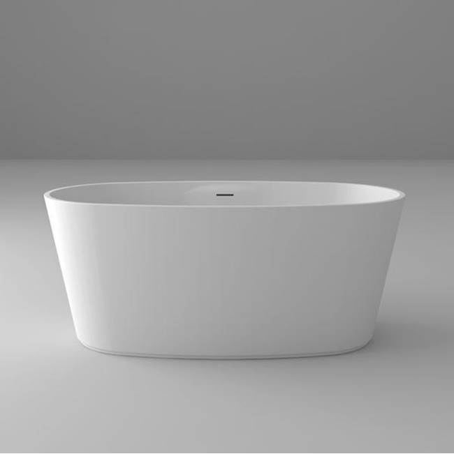 59" Blu Bathworks Coco 2 Freestanding Soaking Tub 74 Gallons White Gloss BT0402.02-01G