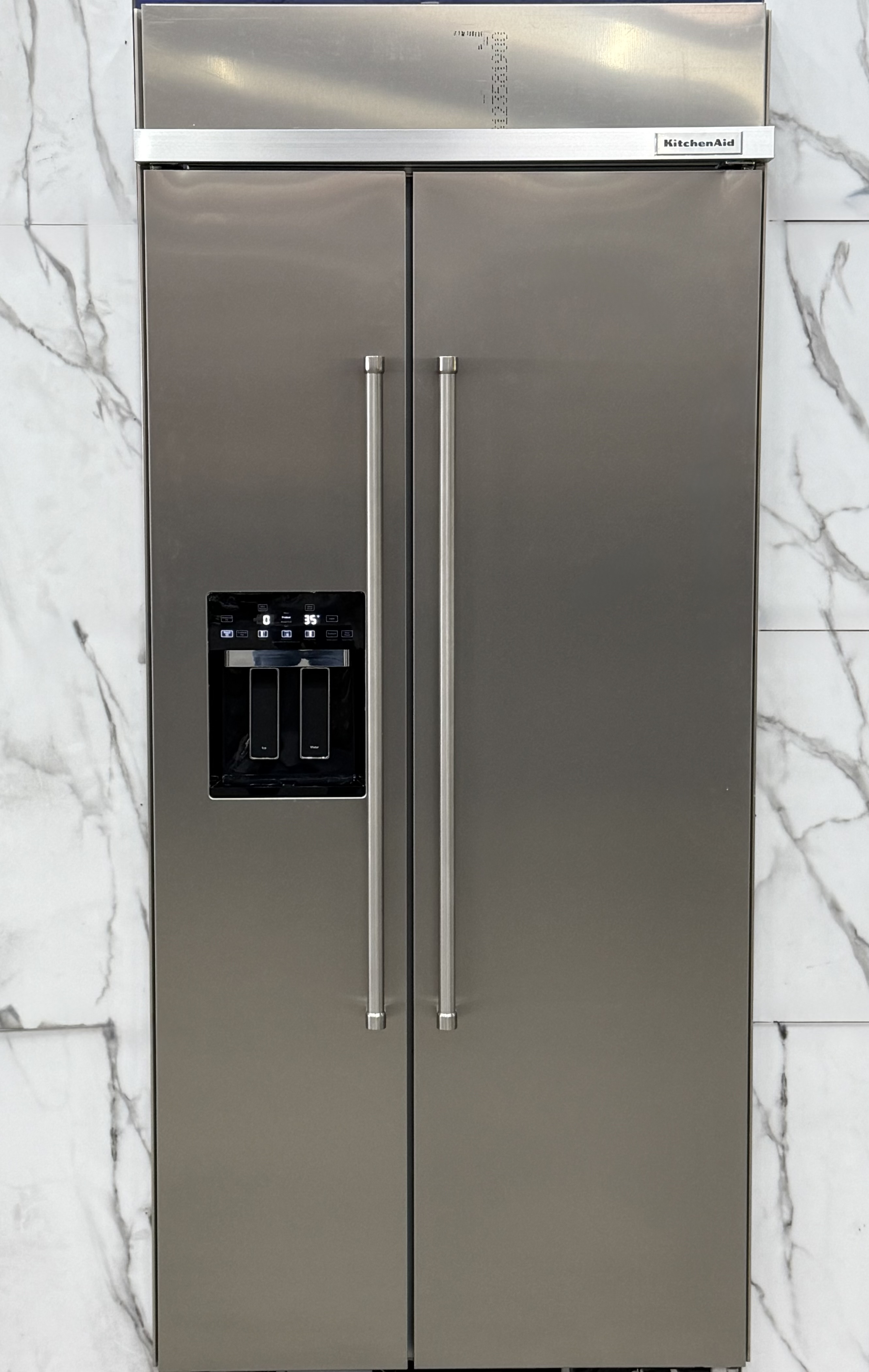 KITCHENAID 36" Built In Side By Side Refrigerator 20.8 Cu. Ft. Printshield Stainless Steel KBSD706MPS