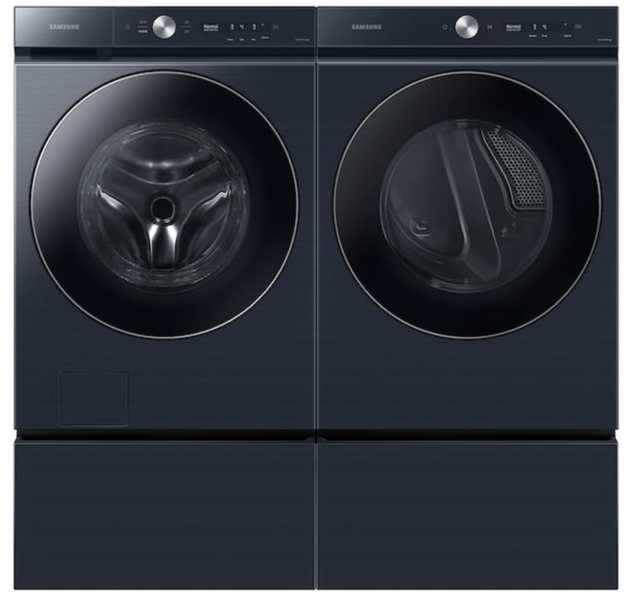 4 Piece Laundry Package SAMSUNG Washer, Dryer, Laundry Pedestal, Laundry Pedestal