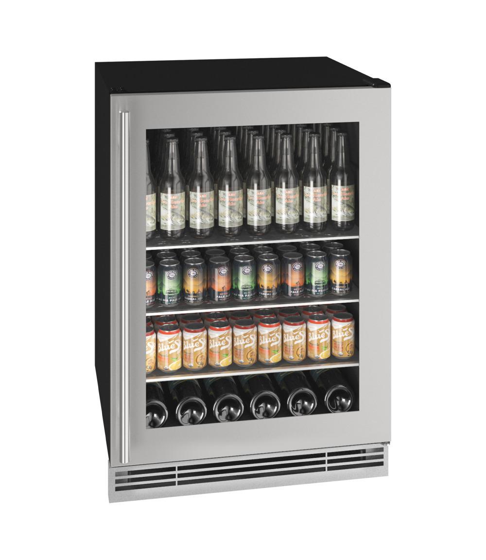 U-LINE 24" Undercounter Beverage Center 5.7 Cu. Ft. Stainless Steel Frame Glass UHBV024SG01A