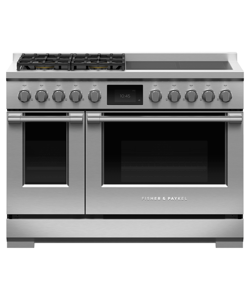FISHER & PAYKEL Fisher Paykel Series 11 48 Inch Professional Dual Fuel With 4 Sealed Burners 4 Induction Zones Double Oven 6.9 Cu. Ft. Total Capacity Stainless Steel RHV3484L