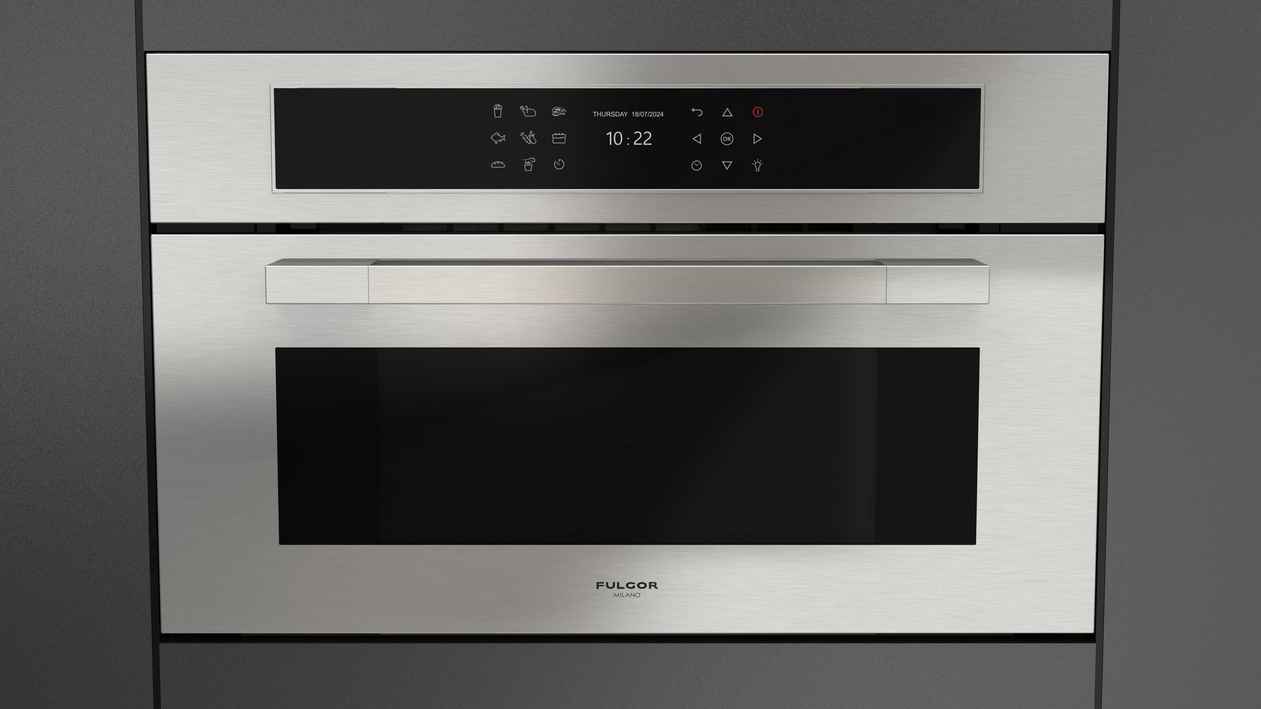 FULGOR MILANO 30 Inch Single Convection Speed Electric Wall Oven With 1.46 Cu Ft. Capacity Stainless Steel F7MSPD30S1