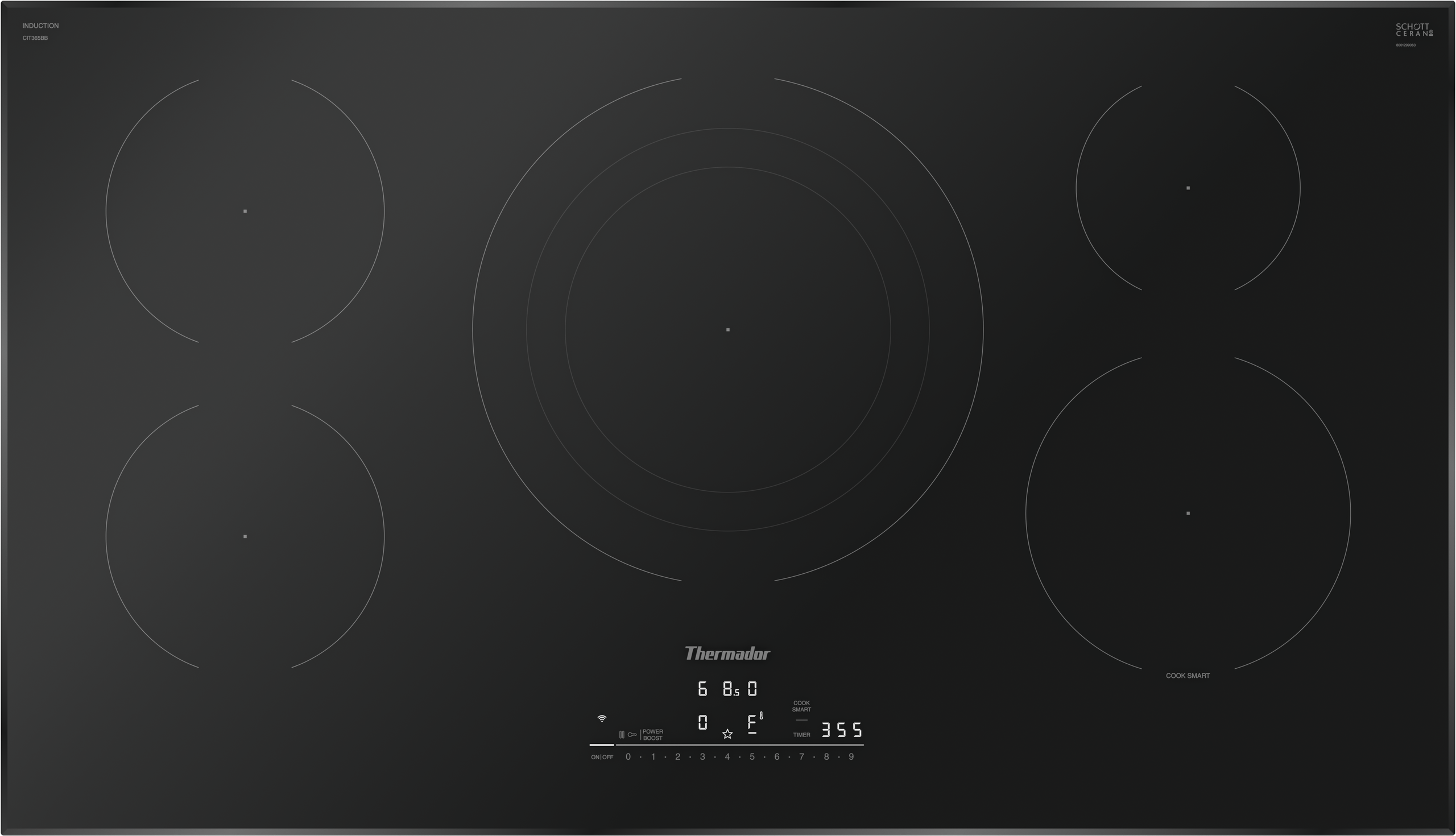 THERMADOR Masterpiece Series 36" Built In Electric Induction Cooktop With 5 Elements And Wifi CIT365BB