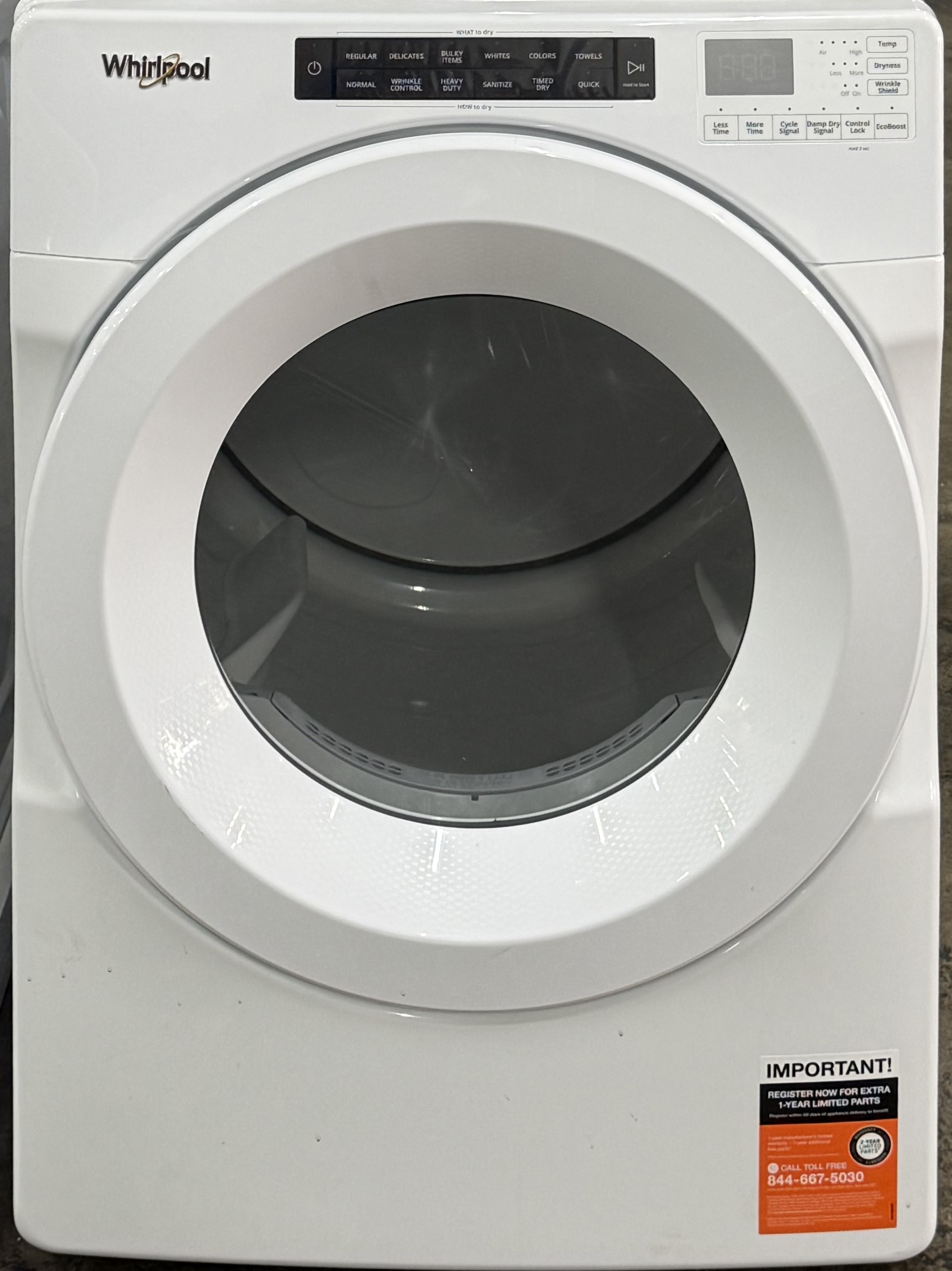 WHIRLPOOL 27" Font Load Dye 7.4 Cu. Ft. Capacity White WED5620HW