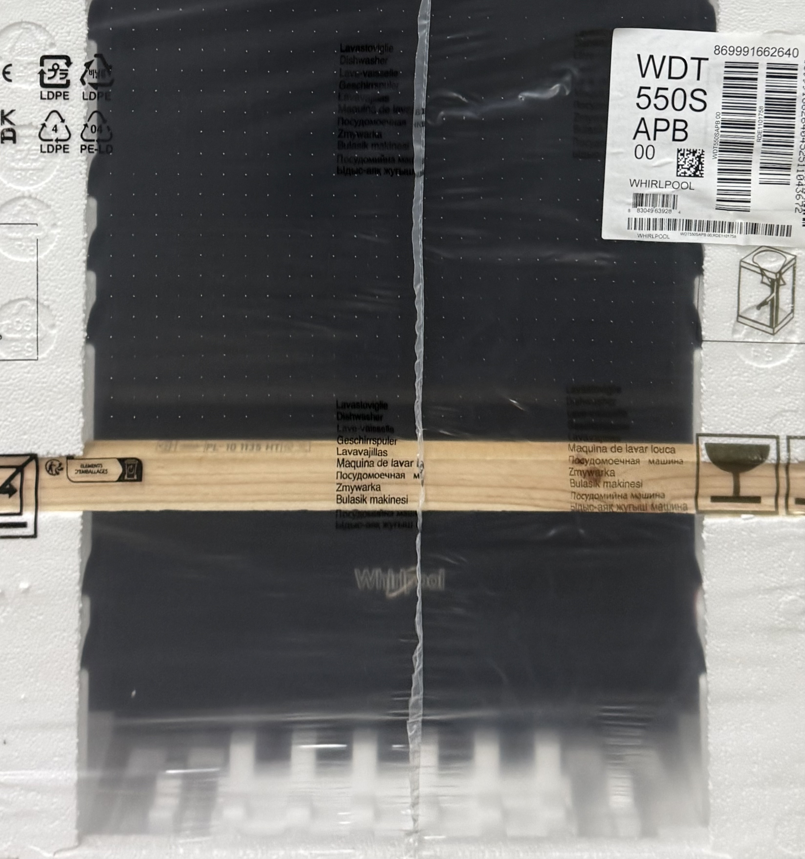 WHIRLPOOL 24" Dishwasher 14 Place Settings Black WDT550SAPB