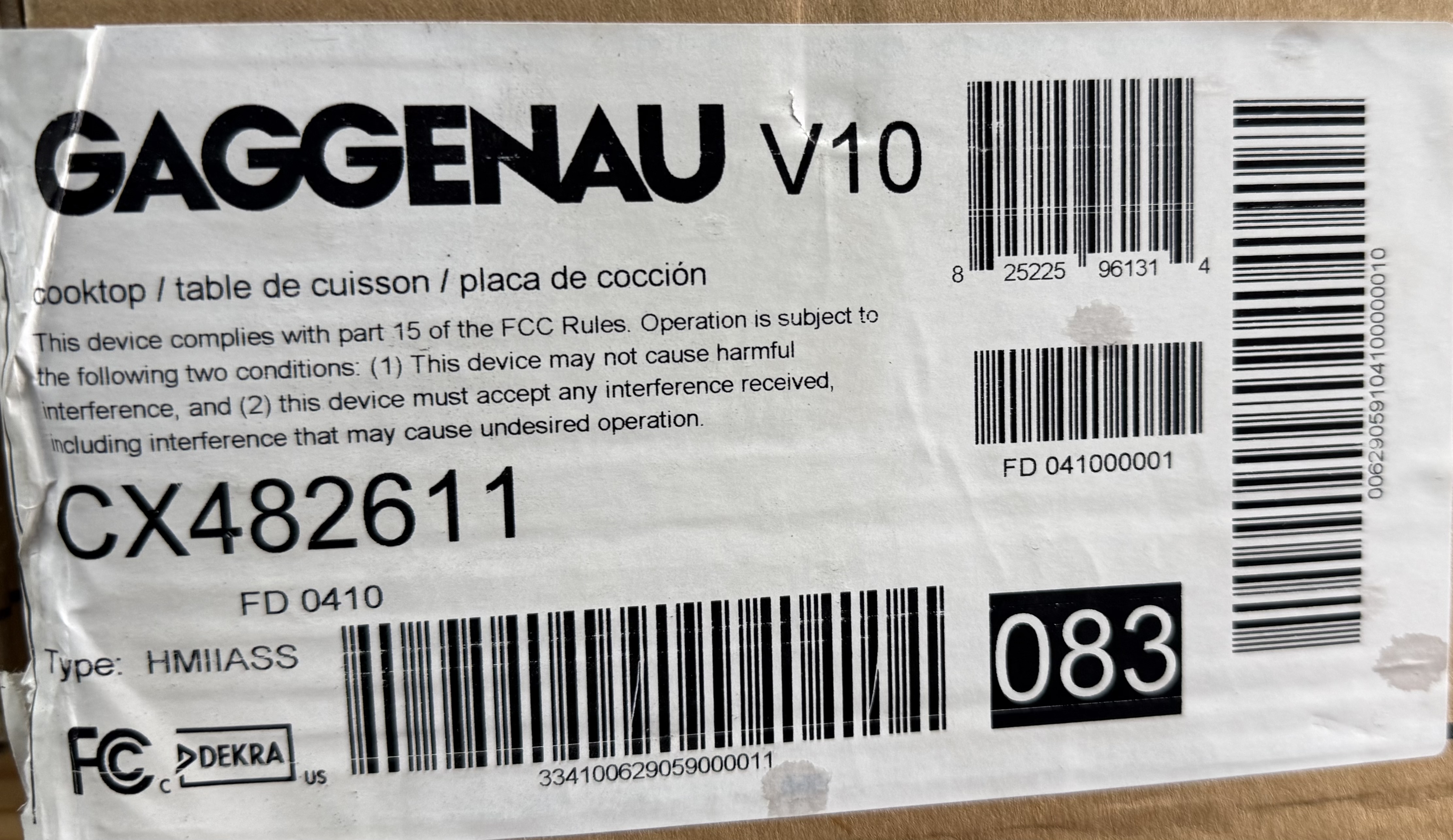 GAGGENAU 30" 400 Series Full Surface Induction Cooktop Black Glass CX482611