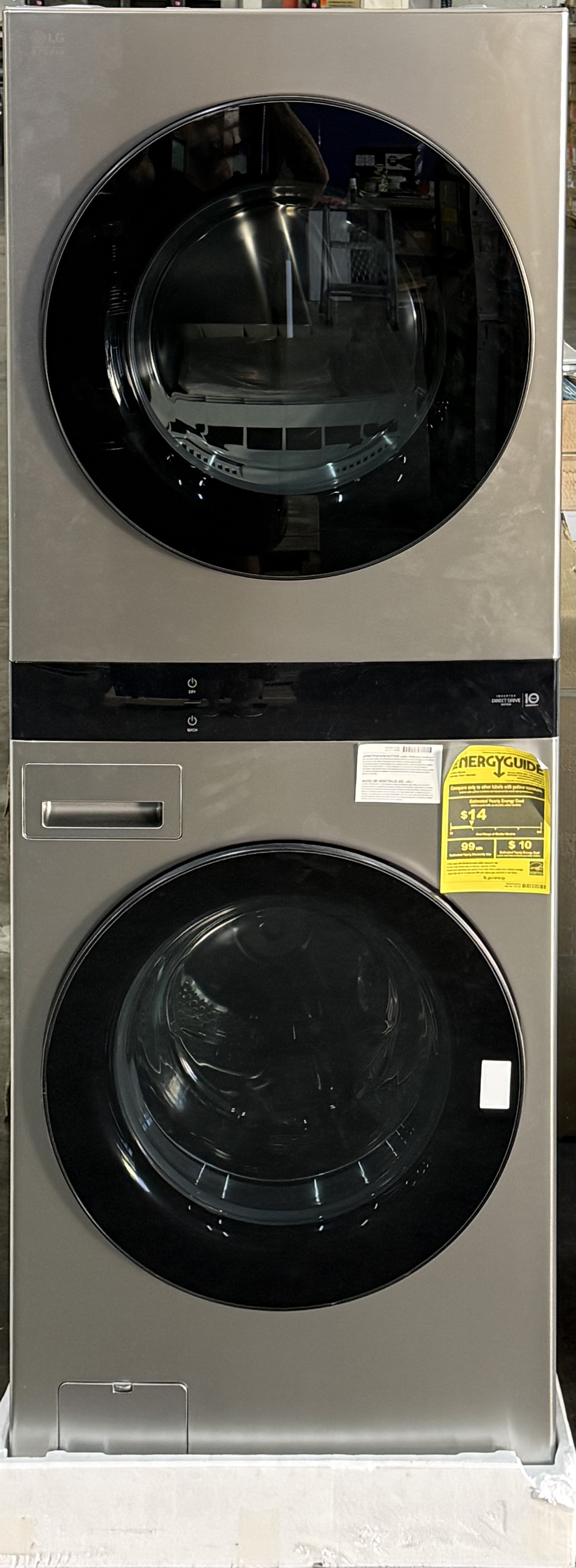 LG 27" Electric Washtower With 5.0 Cu. Ft. Washer And 7.4 Cu. Ft. Dryer Noble Steel SWWE50N3