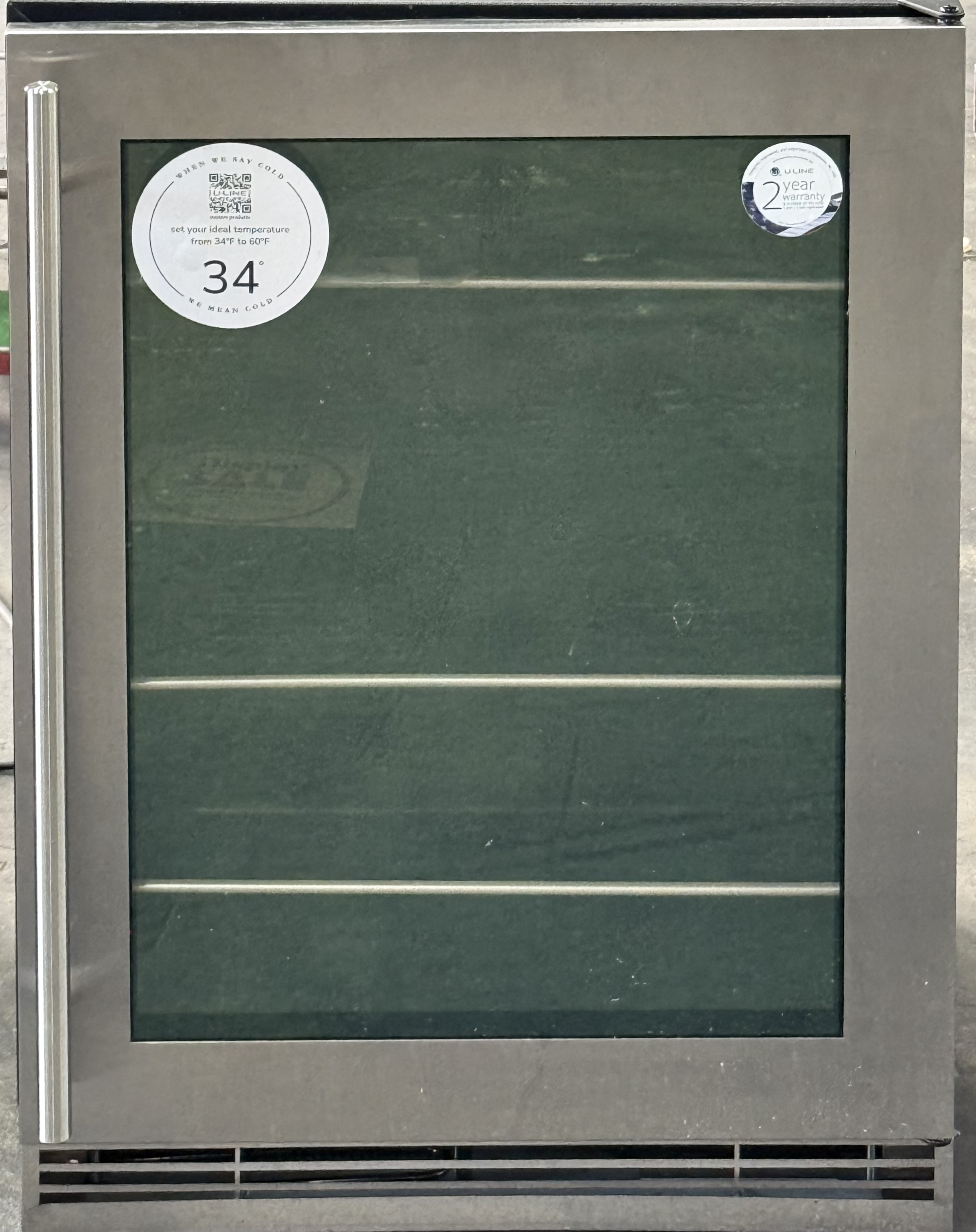U-LINE 24" Undercounter Beverage Center 5.7 Cu. Ft. Stainless Steel Frame Glass UHBV024SG01A