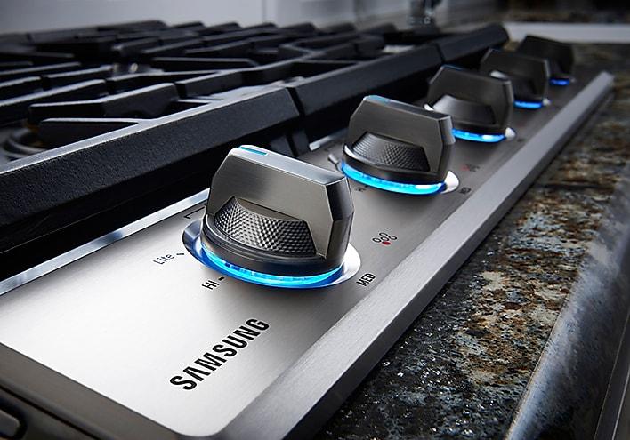 Blue LED illuminated knobs