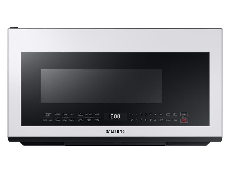 Samsung Bespoke Over The Range Microwave 2.1 Cu. Ft. With Sensor Cooking In White Glass ME21B706B12