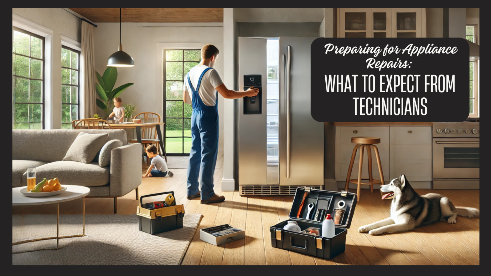 Professional appliance repair technician fixing a home appliance.
