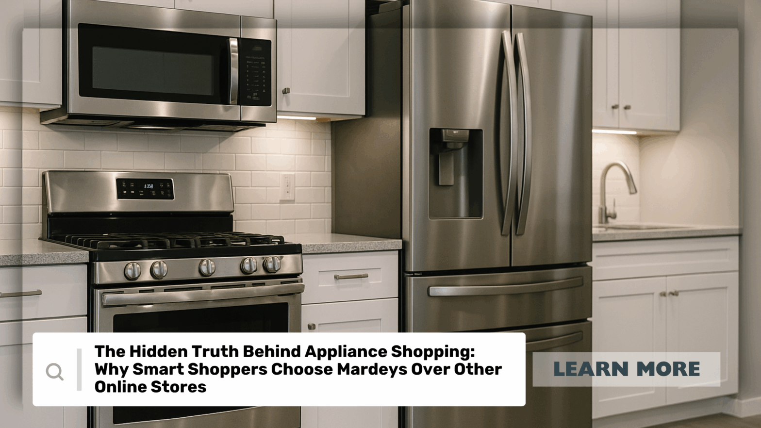 Smart shoppers comparing appliance deals online and choosing Mardeys