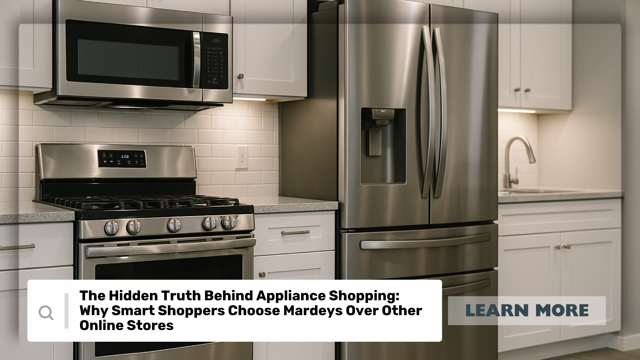Smart shoppers comparing appliance deals online and choosing Mardeys