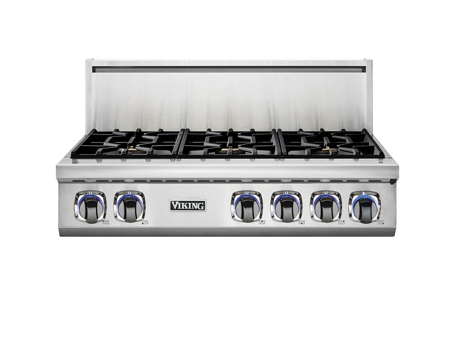 VIKING 36" Liquid Propane Rangetop With 4 Burners And Griddle Stainless Steel VRT7364GSSLP