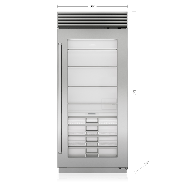 SUB-ZERO Sub Zero 36" Built In Refrigerator Column With Glass Door 22.9 Cu. Ft. Right Hinge Stainless Steel CL3650RGSTR