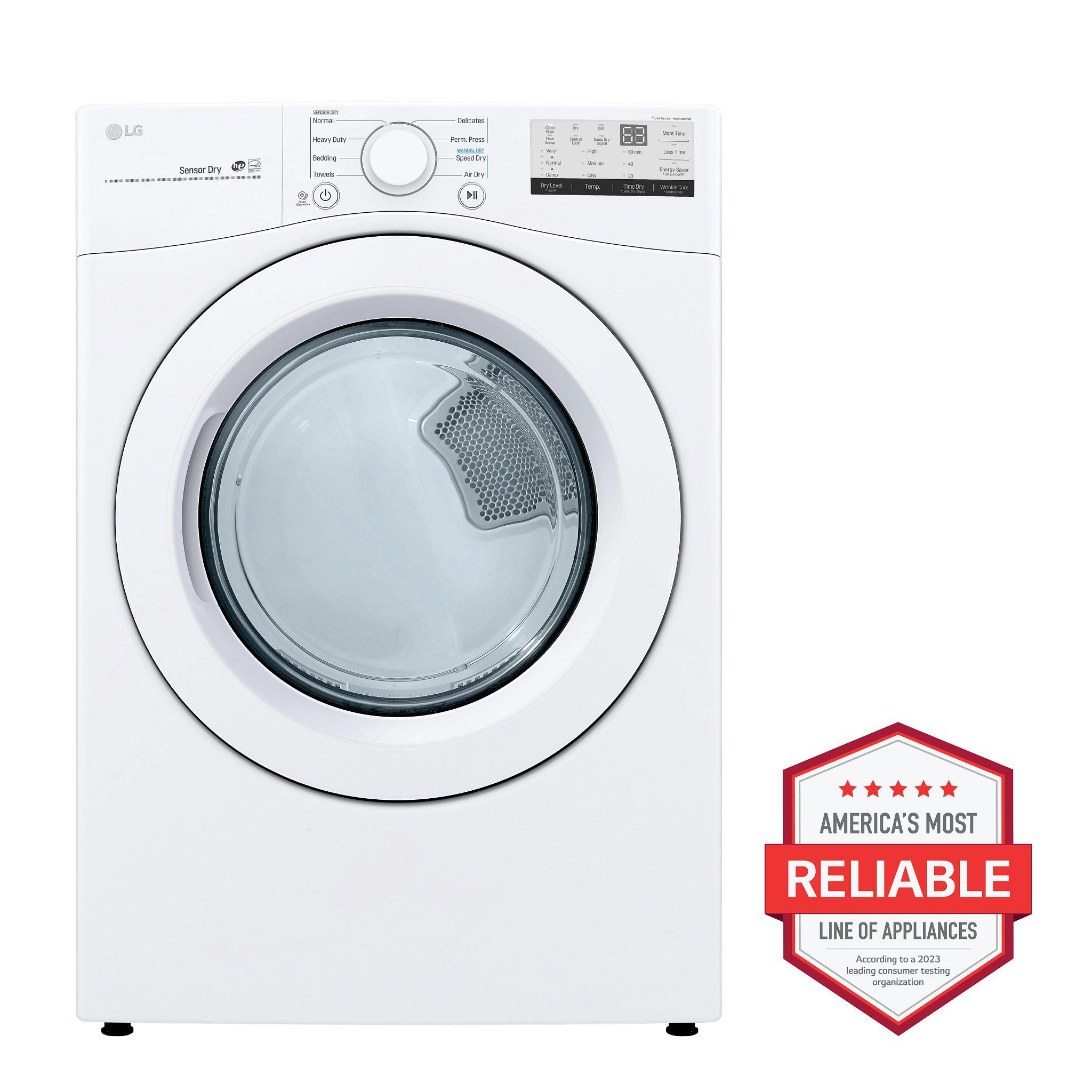 Lg 7.4 Cu. Ft. Large Capacity Electric Dryer White DLE3400W