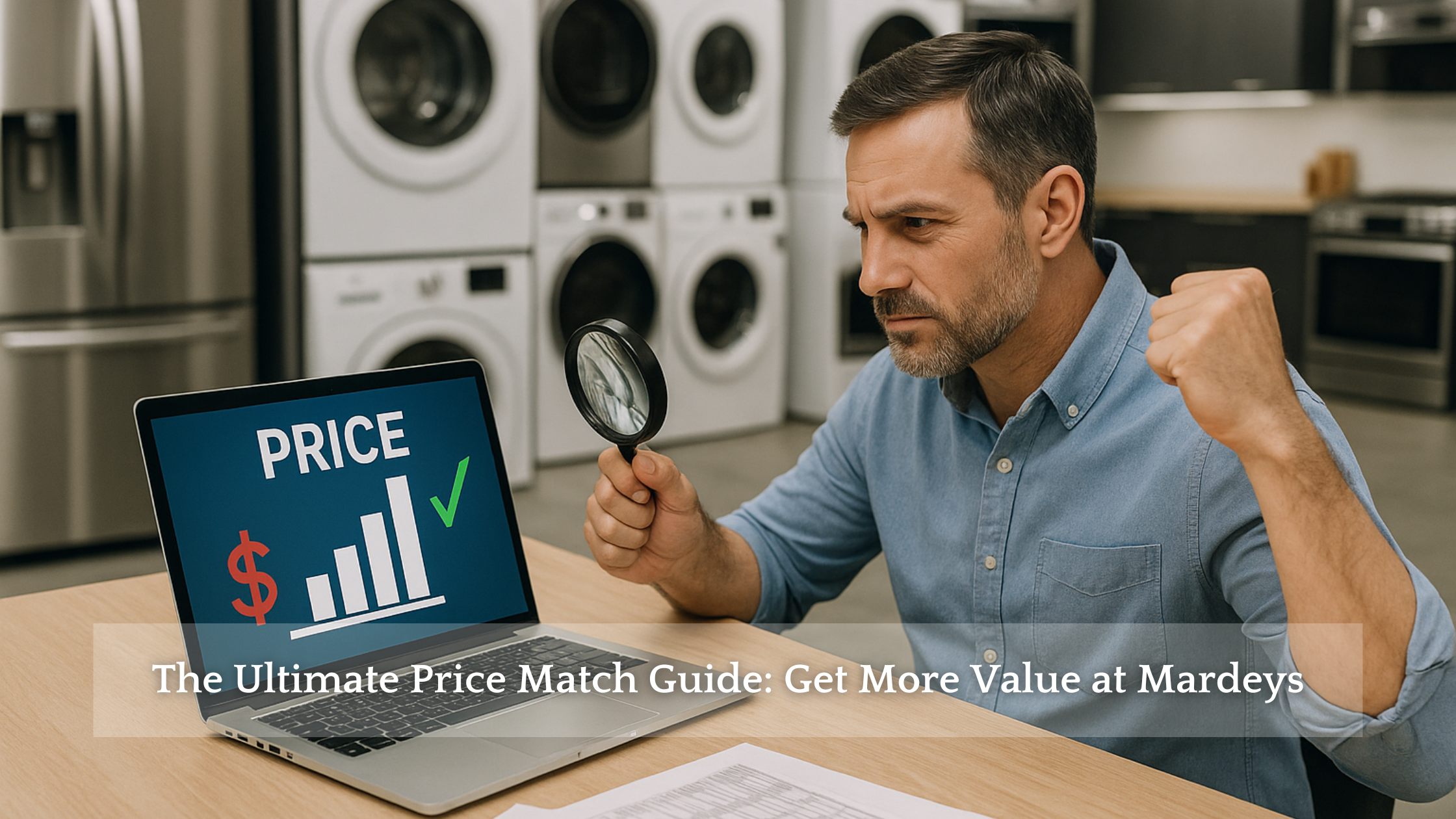 Shopper reviewing appliance price match guarantees to uncover hidden costs