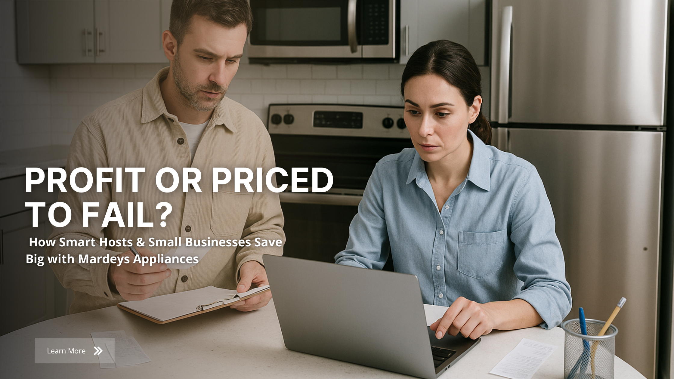 Small business owner saving money on appliances at Mardeys