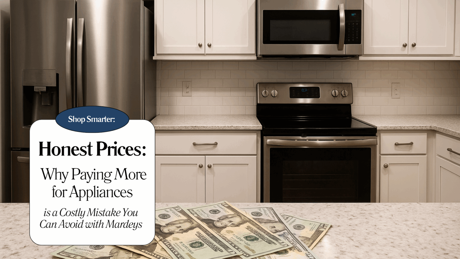Smart shopper choosing Mardeys appliances for honest, affordable pricing