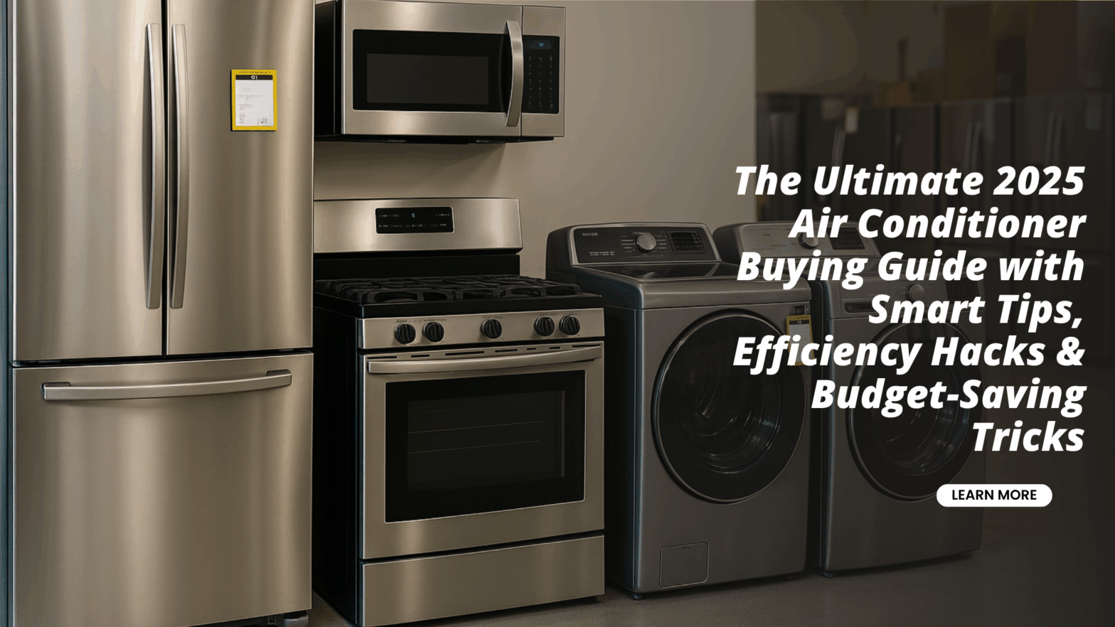 Shopper comparing air conditioners using a smart buying guide for 2025