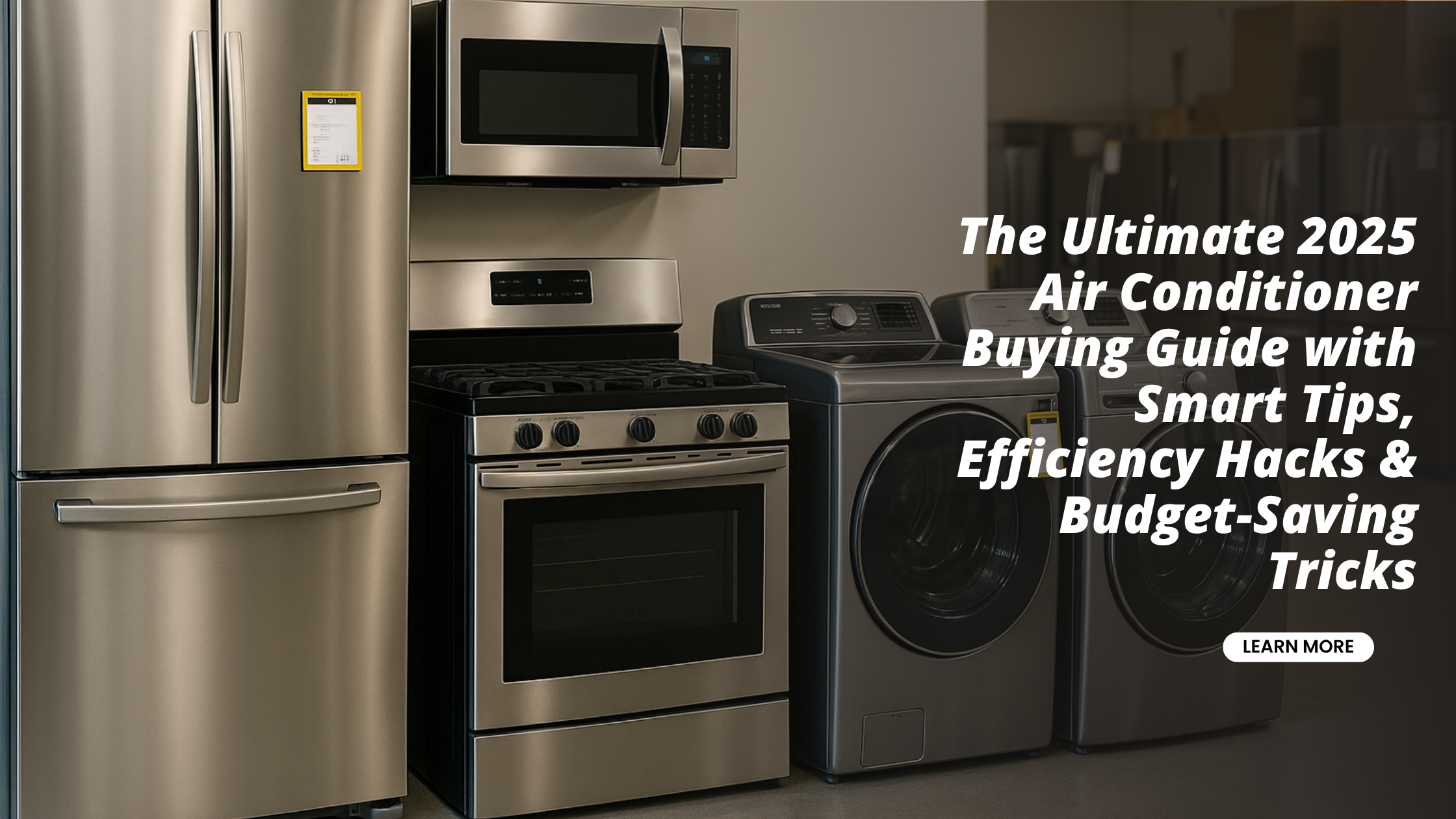 Shopper comparing air conditioners using a smart buying guide for 2025