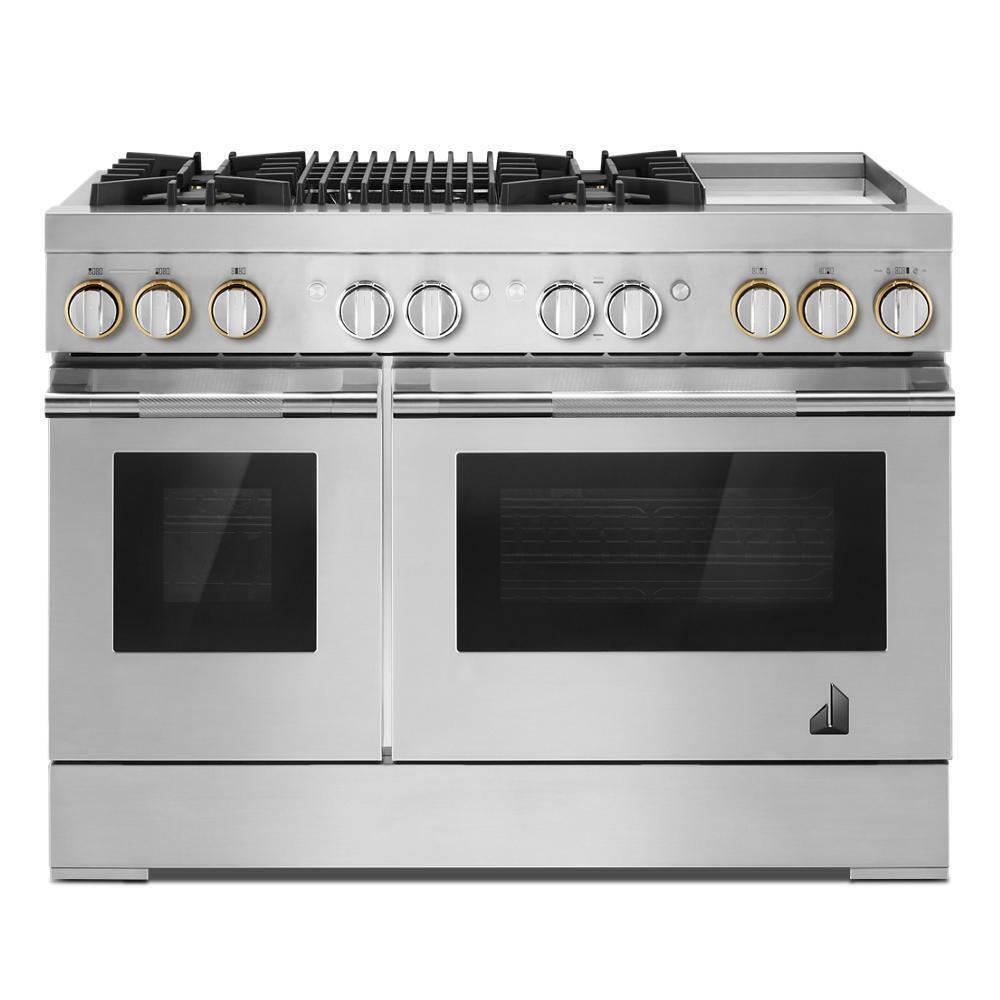 JENNAIR Rise 48" Dual Fuel Professional Style Range With Chrome Infused Griddle And Grill JDRP748HL