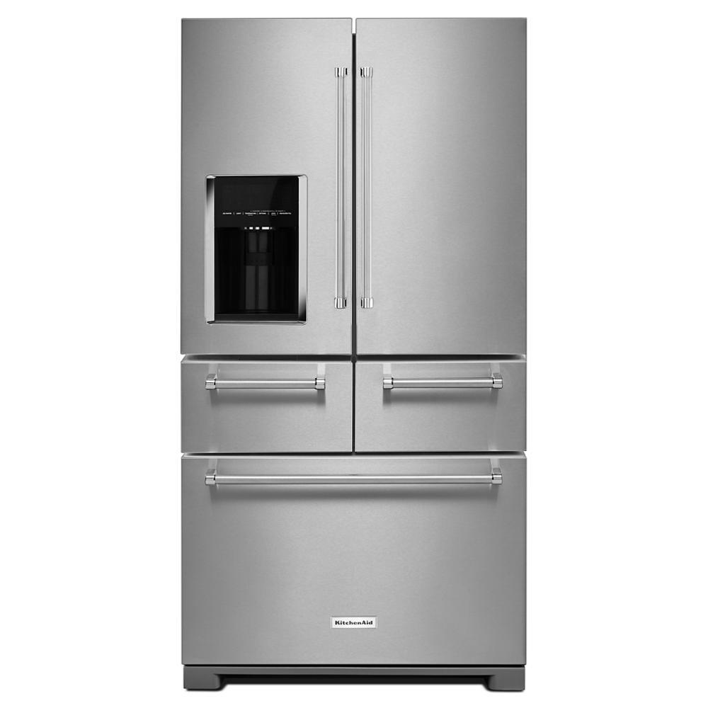 KITCHENAID 25.8 Cu. Ft. 36″ Multi Door Freestanding Refrigerator With Platinum Interior Design KRMF706ESS