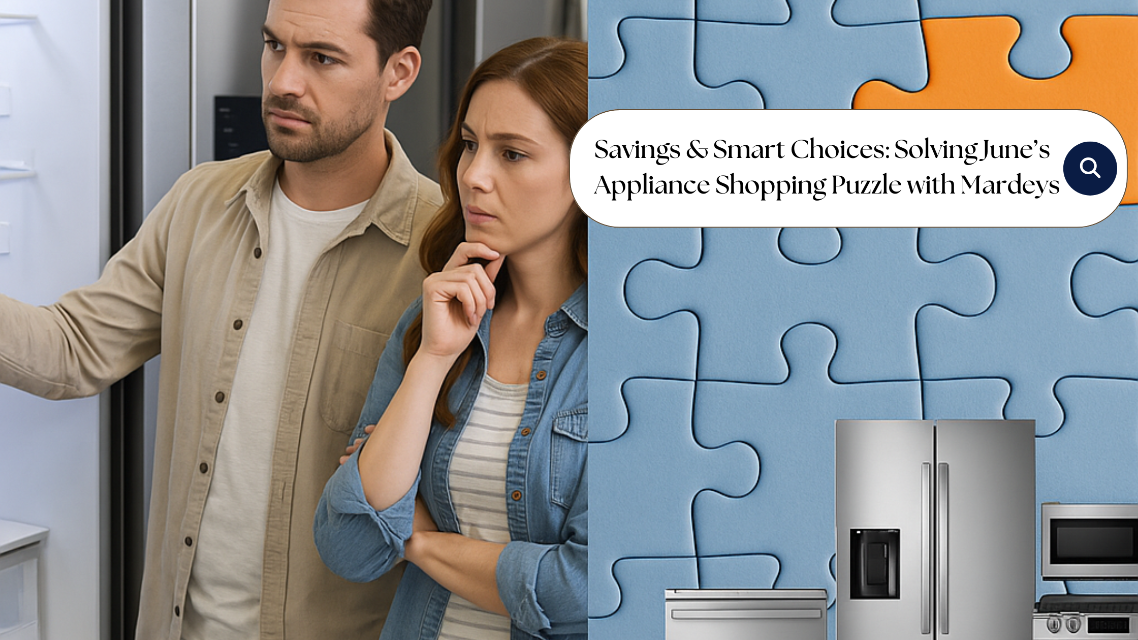 Smart shopper comparing appliances during Mardeys’ June’s Appliance Shopping deals event