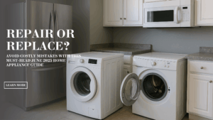 Homeowner deciding whether to repair or replace a home appliance in June 2025