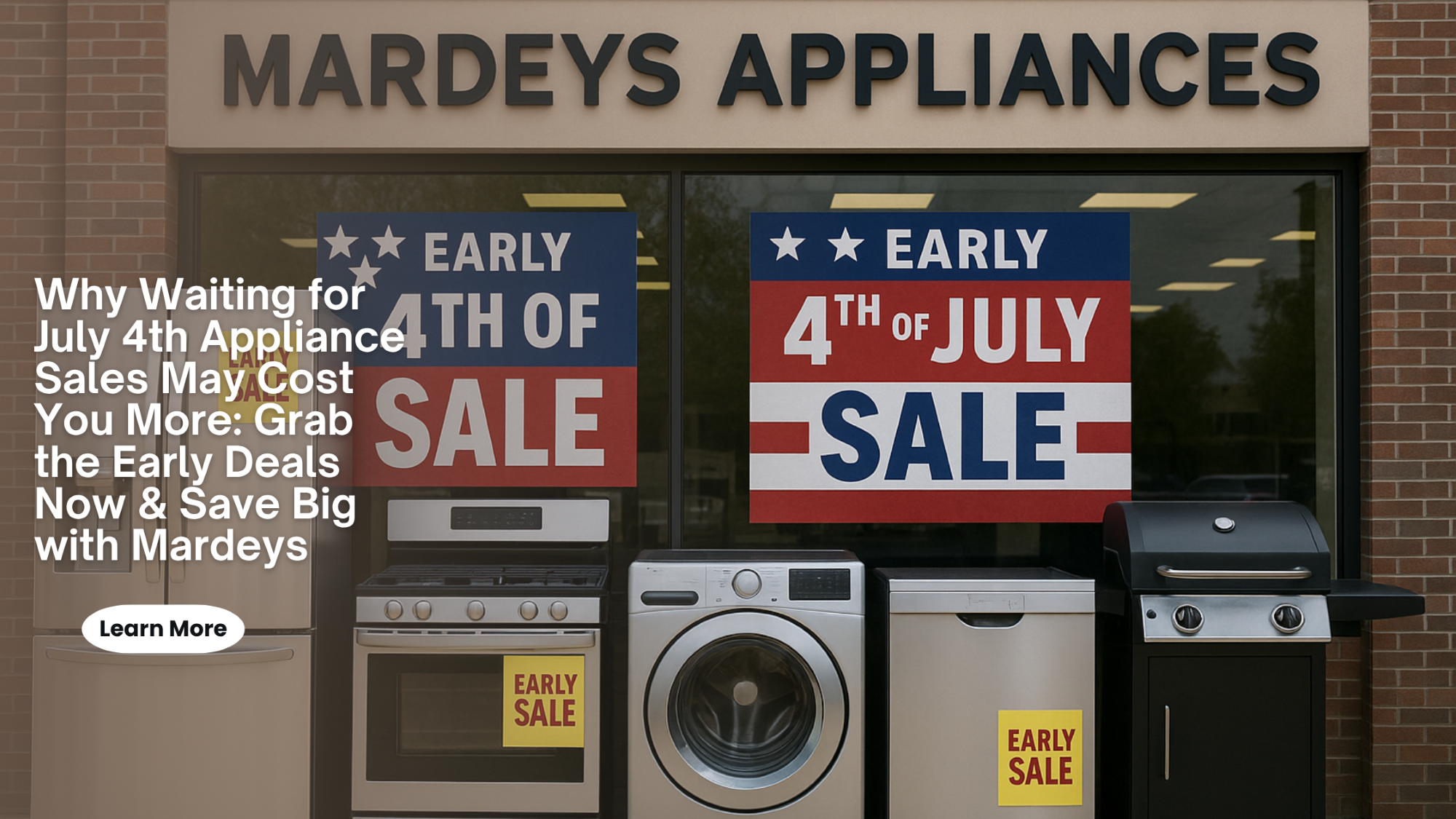 Shopper comparing early appliance deals vs July 4th sales at Mardeys