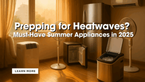 Family staying cool with modern cooling appliances during 2025 heatwave