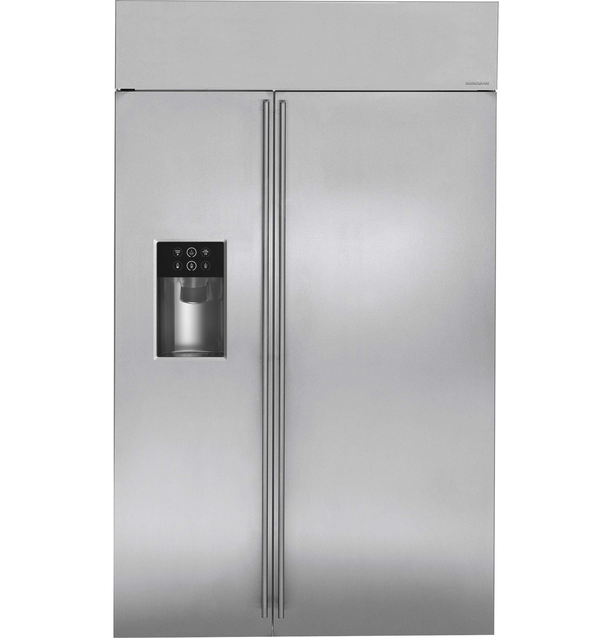 MONOGRAM 48 Inch Built In Side By Side Refrigerator Brushed 28.8 Cu. Ft. ZISS480DKSS