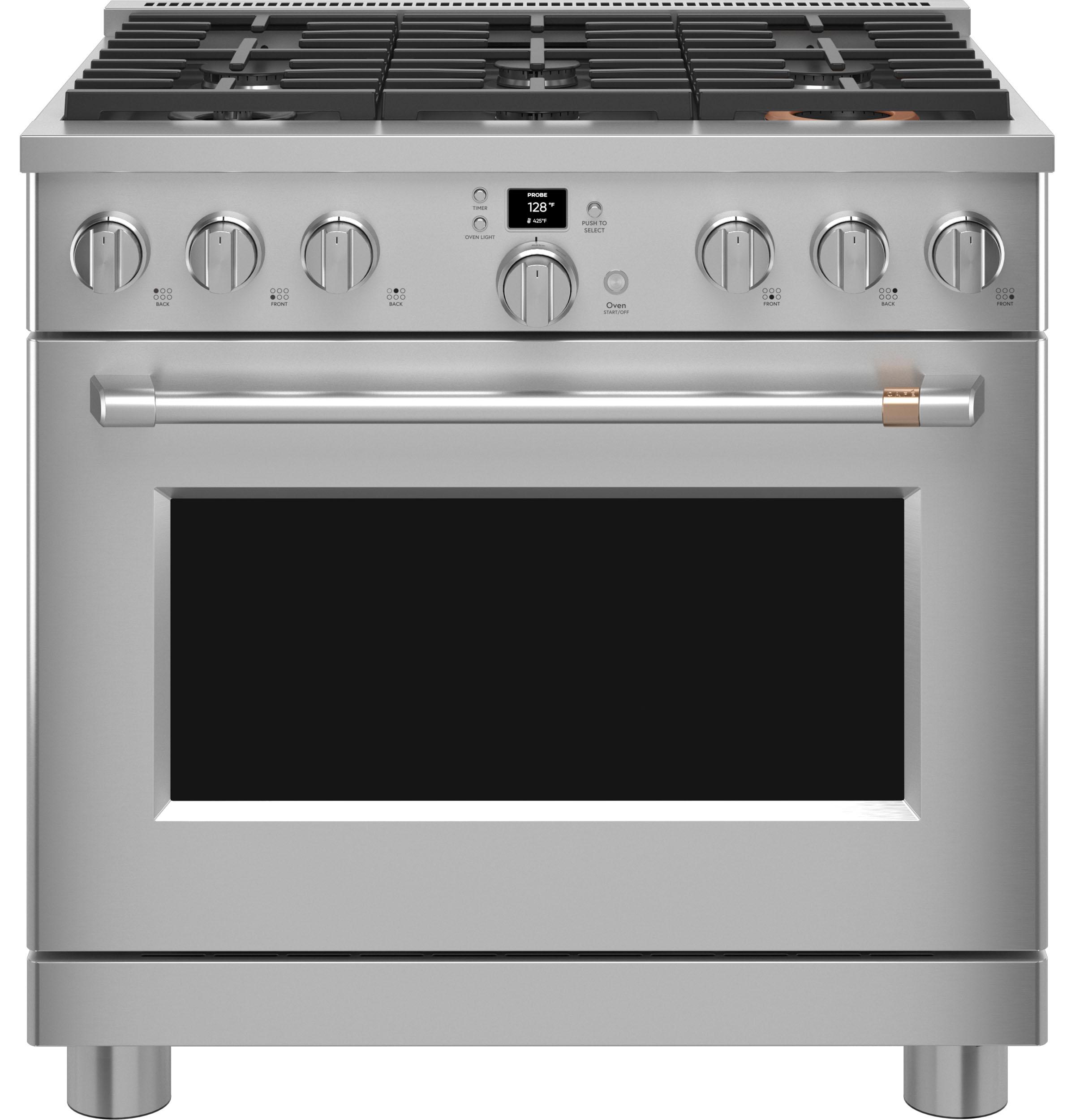 CAFE 36" Natural Gas Range 6.2 Cu. Ft. Stainless Steel CGY366P2TS1