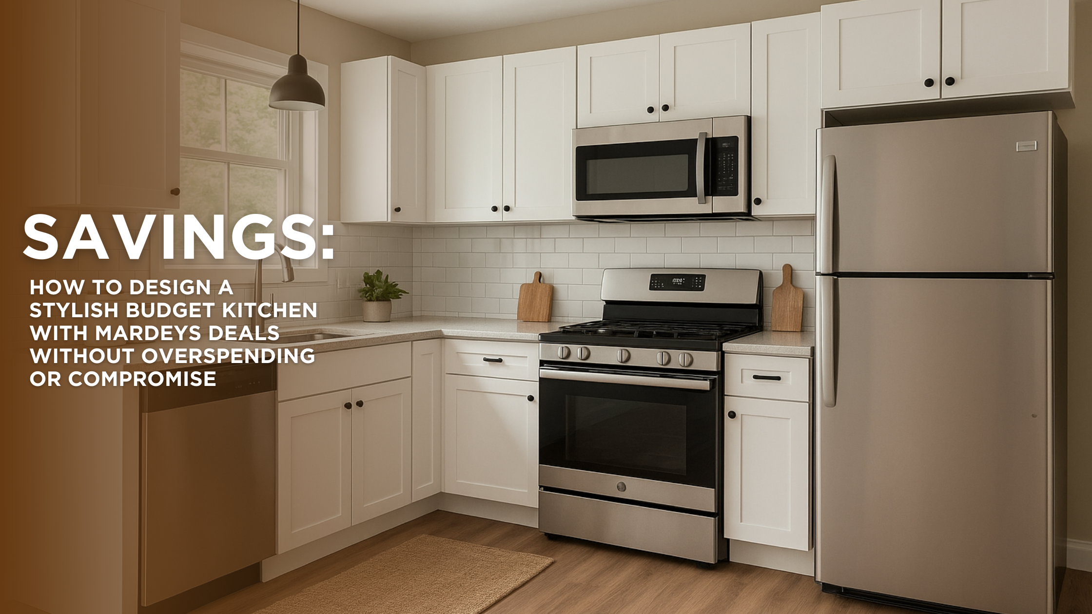 Stylish budget kitchen design with affordable Mardeys appliance deals.