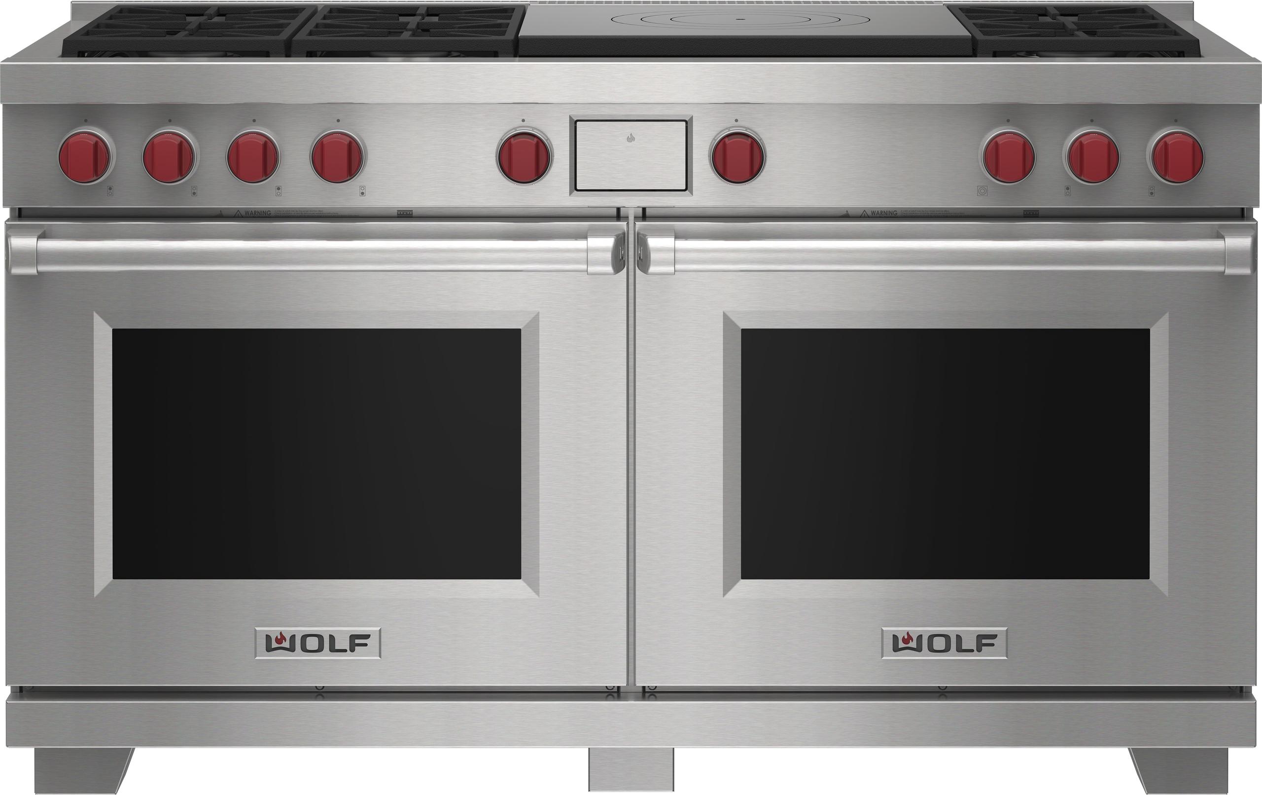 WOLF 60" Dual Fuel Range With Double Oven And French Top 10.2 Cu. Ft. Stainless Steel DF60650FSP