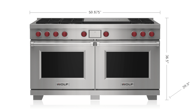 WOLF 60" Dual Fuel Range With Double Oven And French Top 10.2 Cu. Ft. Stainless Steel DF60650FSP
