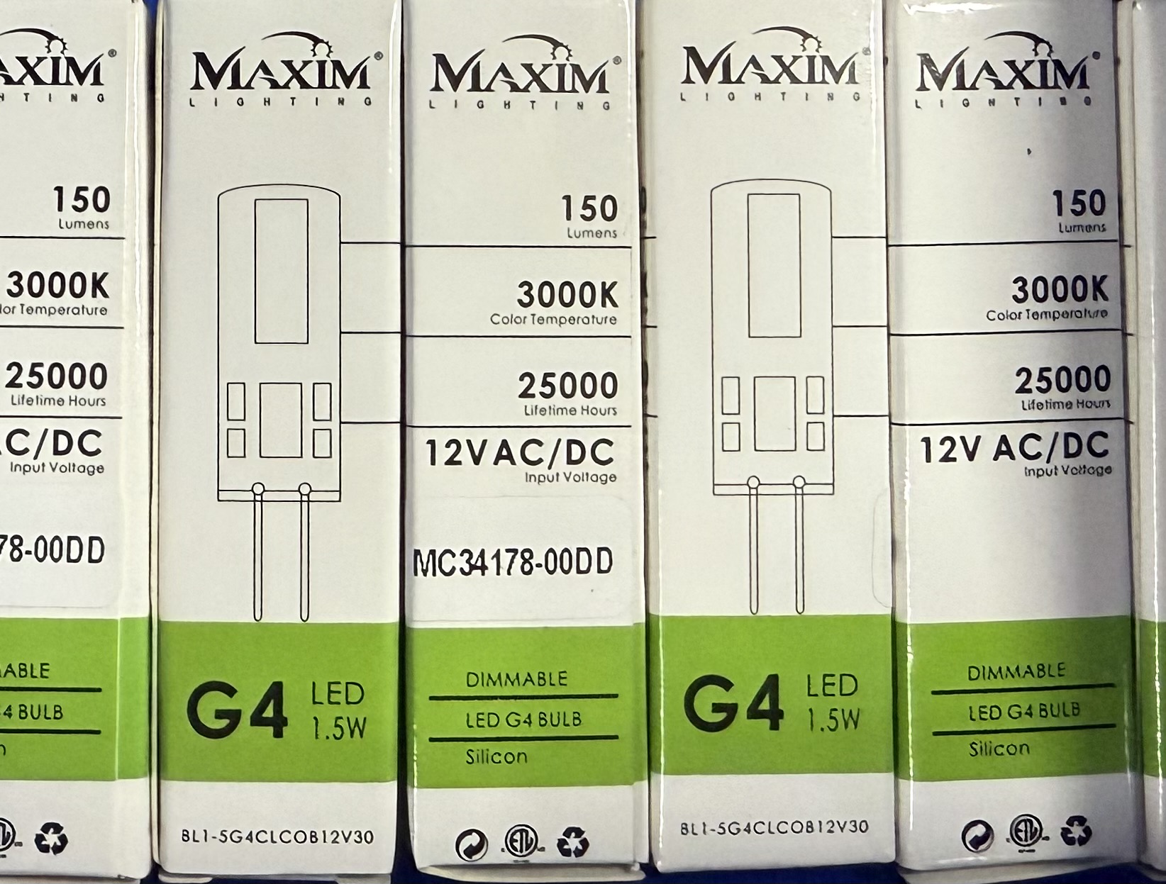 MAXIM Accessories Single 1.5 Watt Dimmable G4 Led Bulb 150 Lumens And 3000k BL1-5G4CLCOB12V30