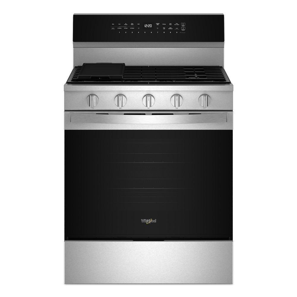 WHIRLPOOL 30 Inch Smart Gas Range With Air Cooking Technology No Preheat Air Fry Steam Self Clean And High Speed Preheat WFGS7530RZ